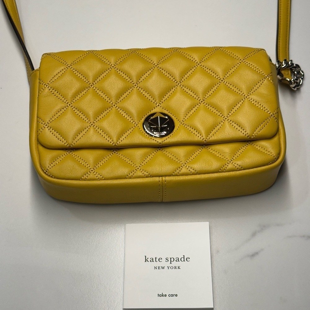 Kate Spade Natalia Mustard Quilted Crossbody Bag - Picture 2 of 15